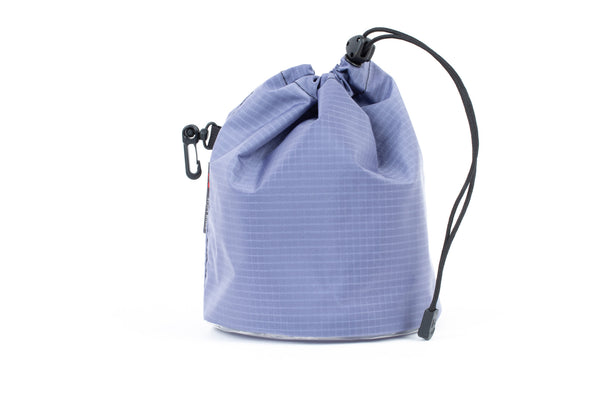 A Medium, clear-bottom Yarn Stuff Sack in Dusk (blue-grey with light blue-grey grid) 210 Cerylon.